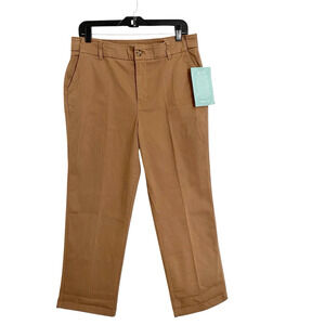 Coldwater Creek Crop Ankle Pants Womens 10 High Rise Camel Brown Stretch NWT